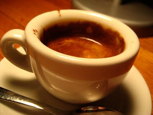 Espresso: a typical serving of quality espresso in Europe