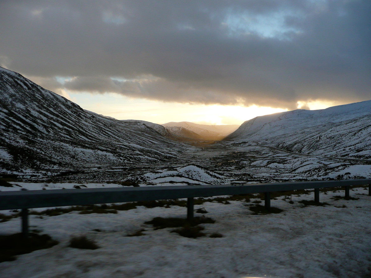 The Cairngorm mountains at dusk