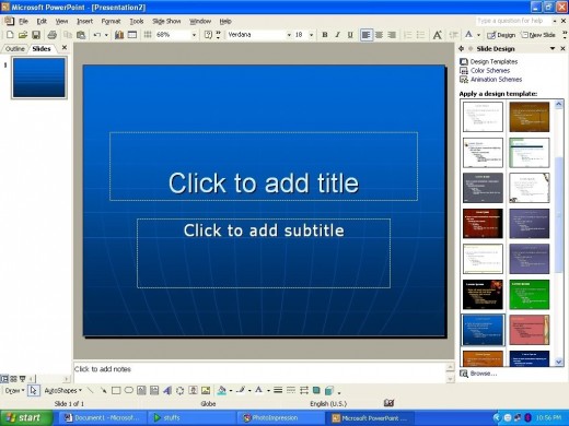 Powerpoint offers design and color schemes to help you create your presentation