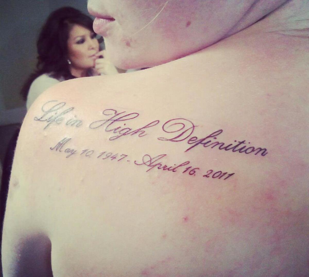 It was my sister's idea. She got my uncle's motto with his birth/death dates