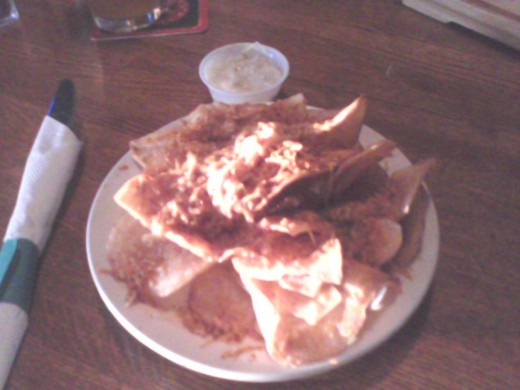 Grump chips, super yummy with a Gorgonzola cheese dipping sauce