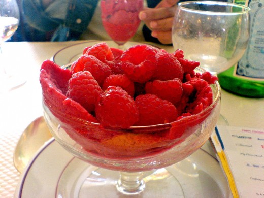 Raspberry Sorbet with Raspberries