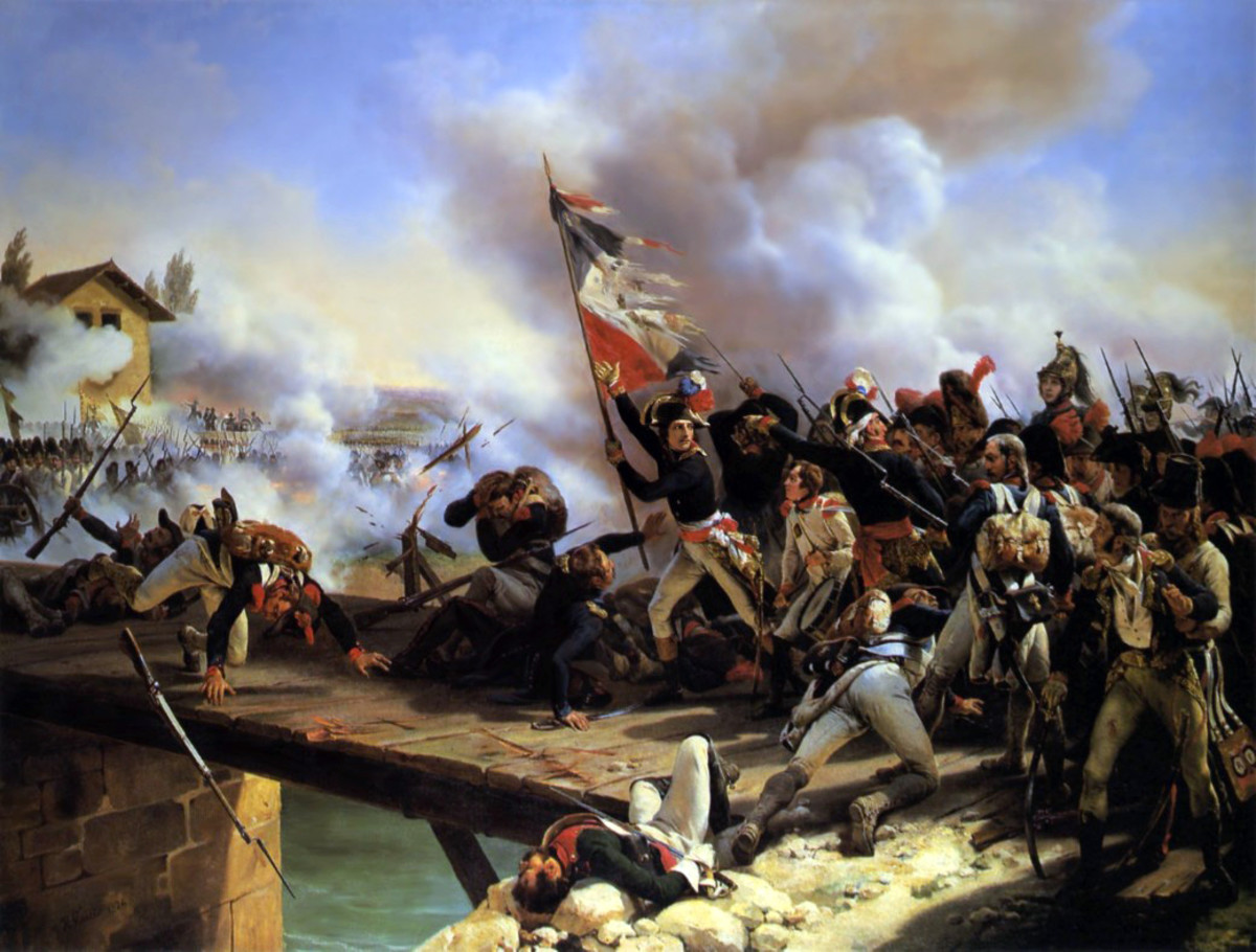Napoleon leading his men over the Bridge in Arcole