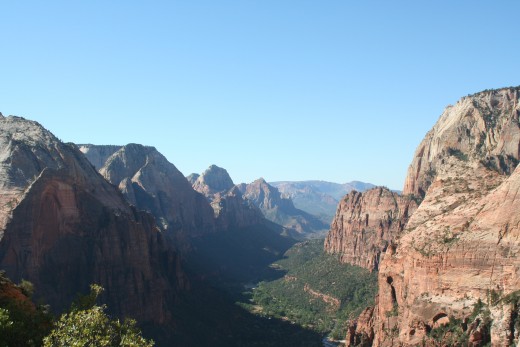 The view down the canyon from the top of Angel's Landing.
