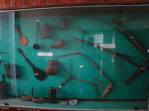 Musical instruments and weapons of the tribals. From the Wayanad Heritage Museum. 