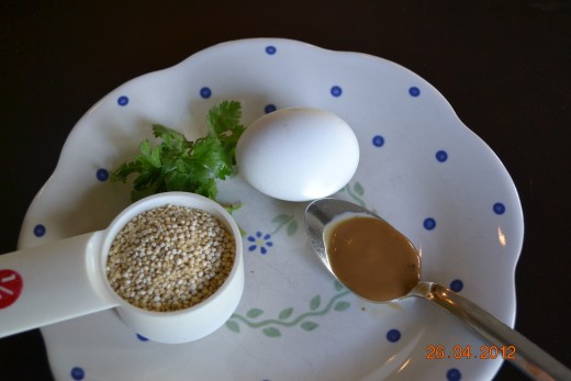 4 Ingredients for Quinoa with Egg, Cilantro and Asian Sesame Dressing