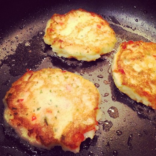 Potato Pancakes with Onion and Red Bell Pepper by Heather Says