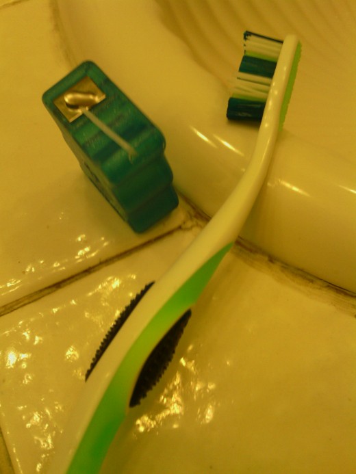 Brush and Floss before bleaching so that the bleach can be in direct contact with the enamel.