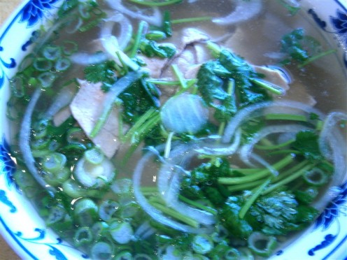 It comes already garnished with green onion and cilantro.