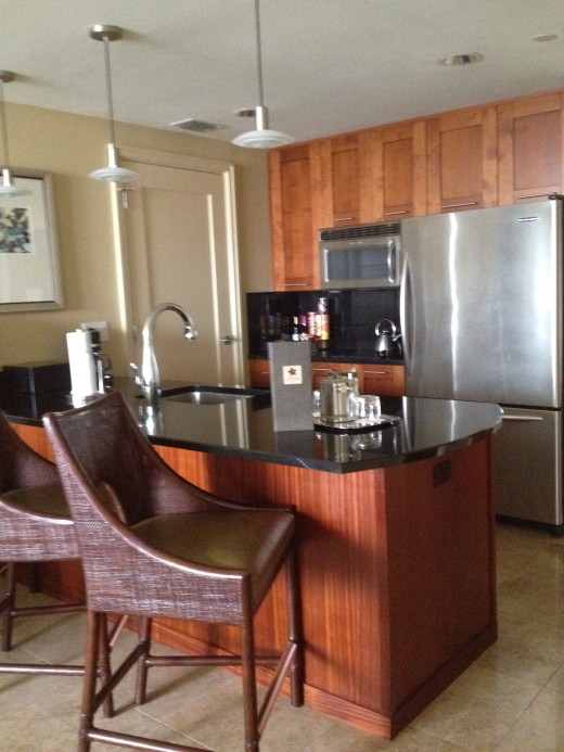 The modern kitchen has all the appliances of a home.