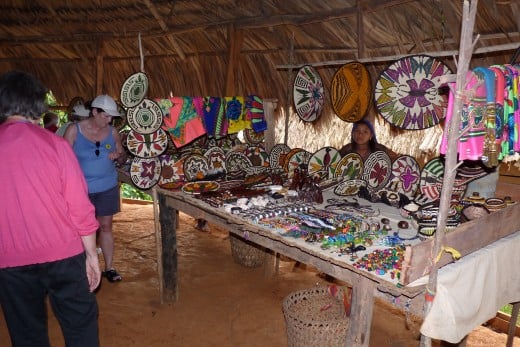 One of the craft tables of the Embera Indians.