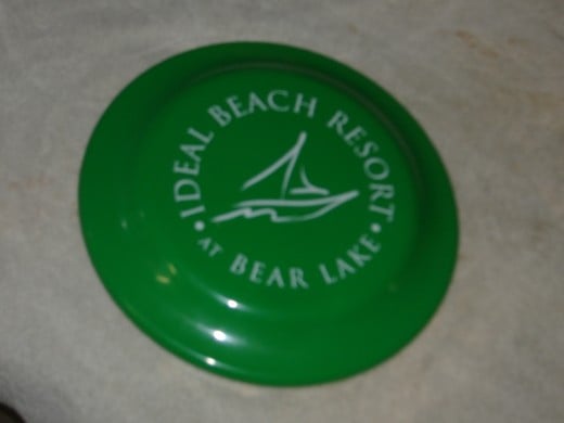 Many resorts will have frisbees with their names on them.