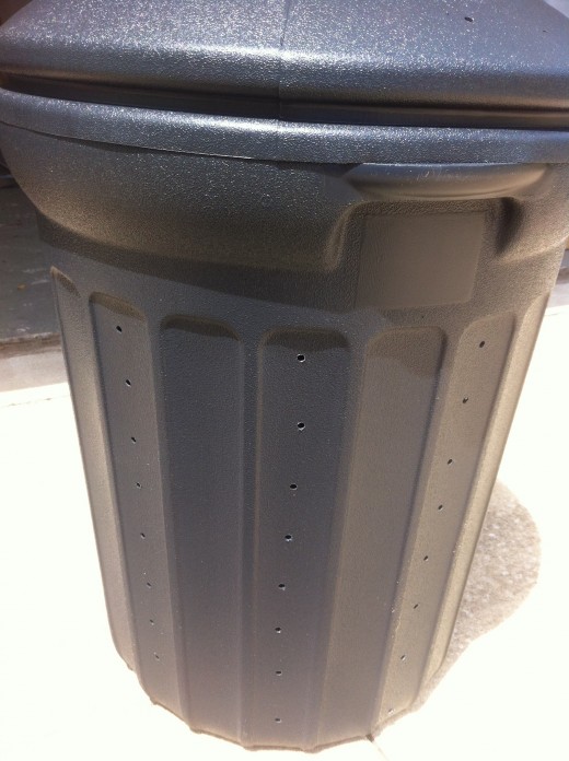 Side of Composter With Holes Drilled