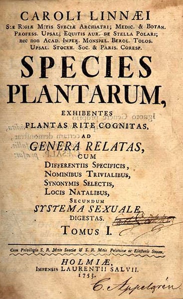 Species Plantarum, the famous Linnaeus' work