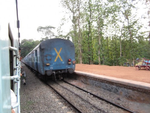 Another Train Passes Nilambur Train at Angadippuram station (Shunting of Trains)