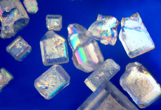 Sugar crystals, its most popular form.