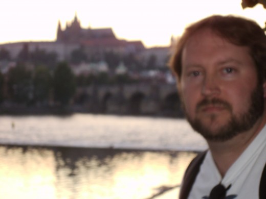 Moi with the Prague Castle and the Vltava River in the Background