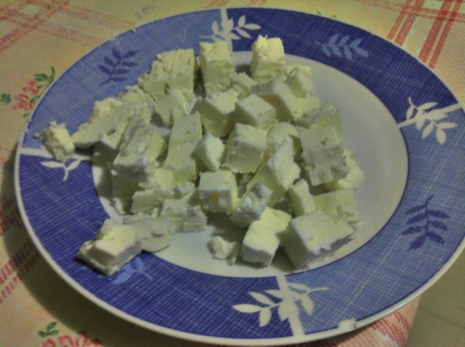 Cubes of feta