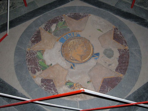 A mosaic on the floor of Napoleon's crypt in Les Invalides, France