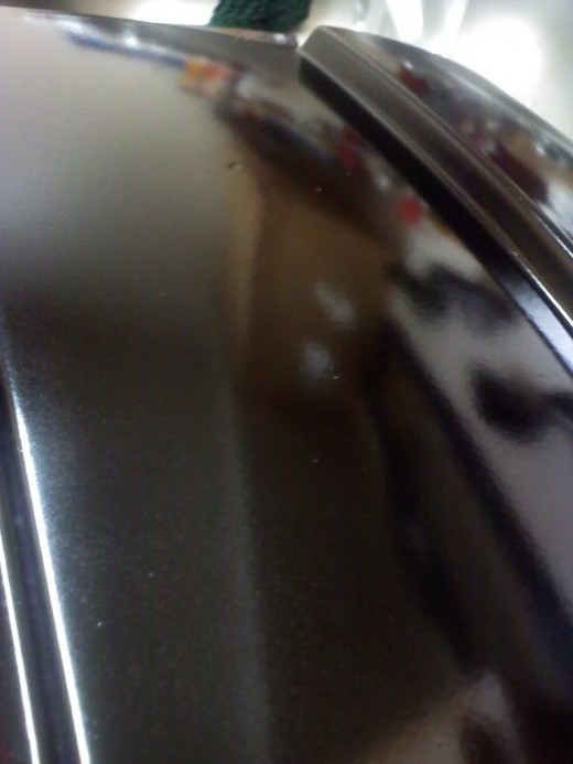 Close up of a tinted tail light while drying