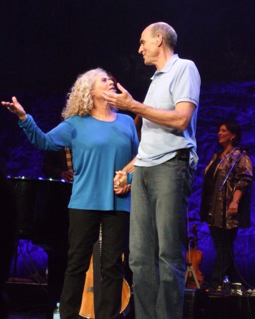 Carole King and James Taylor onstage during their Troubadour Reunion Tour, Melbourne performance, March 2010.