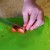My six year old cuts the strawberries with a butter knife. My six year old cuts the strawberries with a butter knife.