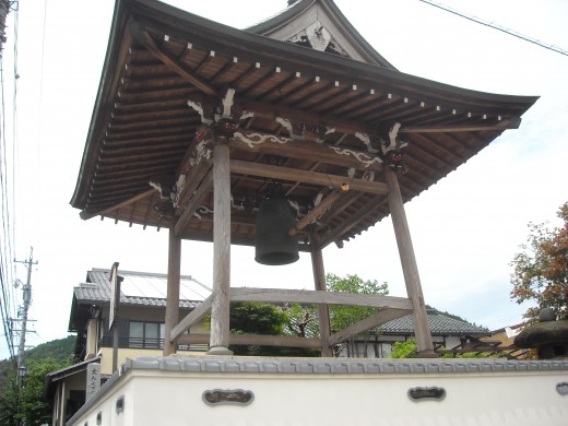 A bell tower outside a temple in Gujo City.
