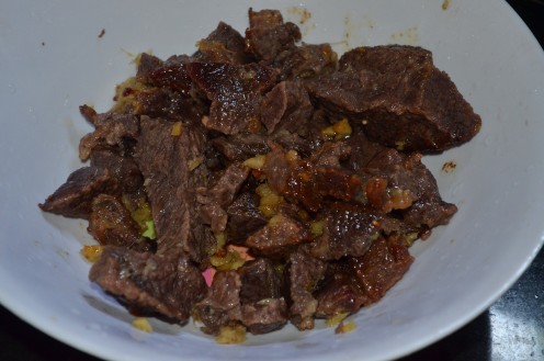 Cooked Meat, with Ginger, salt and green chilly