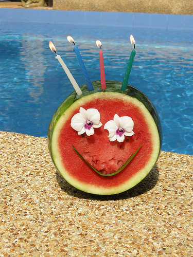 Now that is one fancy birthday watermelon!