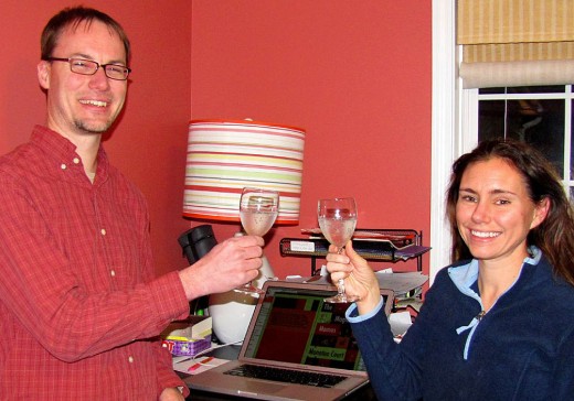 Toasting the day the NaNoWriMo book, The Magnificent Mamas of Manatee Court,  went to the printers. 
