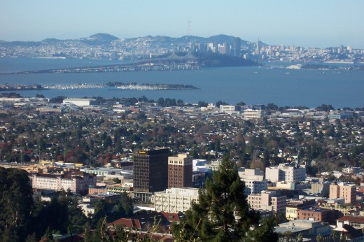 Downtown Berkeley with San Francisco beyond