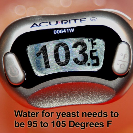 Heat water for yeast between 95 and 105 degrees F.