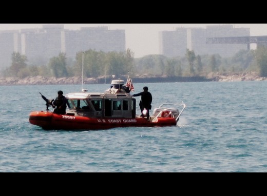 Armed US Coast Guard boat. 
