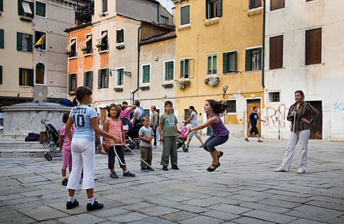 Venice, children playing in a campo.