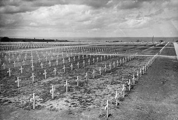 NORMANDY, ONE YEAR AFTER D DAY, JUNE 1945 American cemetery on the cliffside above Omaha beach, where 5000 American soldiers are buried.