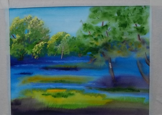 beginning the background pastel work