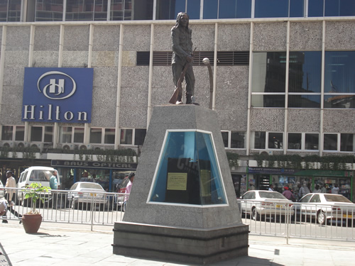 Statue of Mau Mau hero, Dedan Kimathi on Kimathi Street