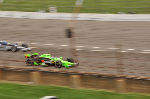 The cars are a blur driving by during the Indy 500!