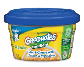 Gerber Graduates come in toddler meals, meat sticks, fruit puffies, and crunchie sticks
