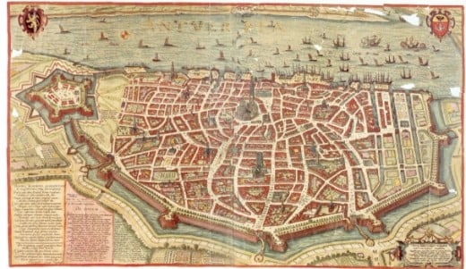 Map of Antwerp, around 1598  