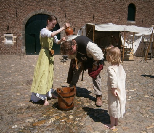 Medieval shower on a very hot day