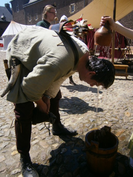 Medieval shower on a very hot day