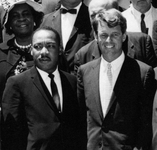 Robert Francis Kennedy With Martin Luther King Junior. Probably two of the greatest men to ever serve America. It's sad they didn't live. If they had America might not be in the condition it is today. 