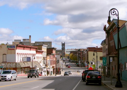 Main street in Malone, Franklin County, New York
