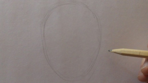 Draw an oval for the face shape.