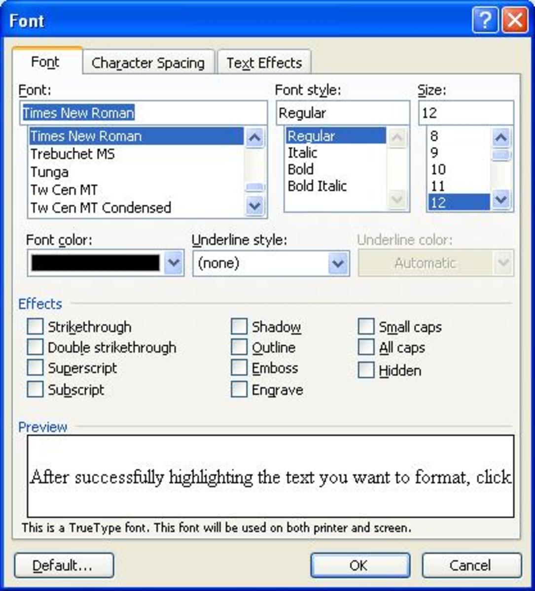 Formatting Text In Ms Word Basic Formats
