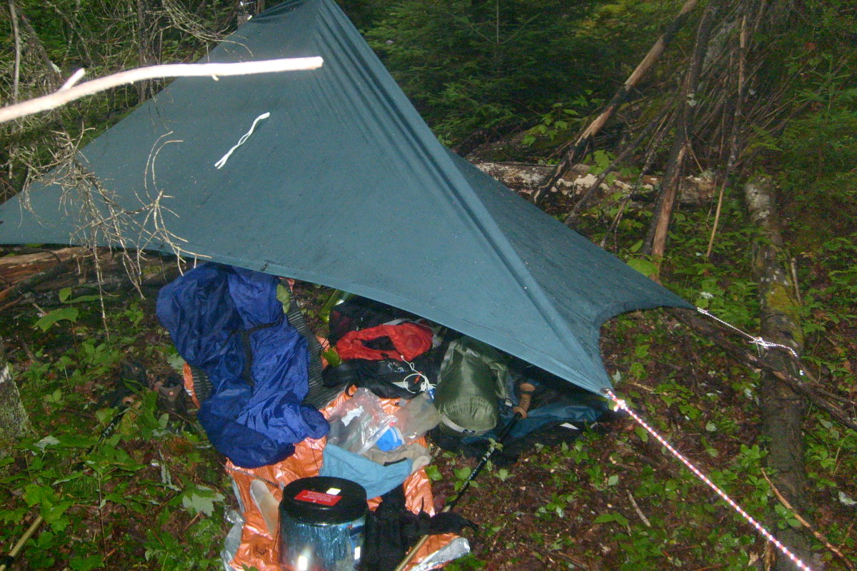 A wet weather camp on the way to Allen Mountain in the Adirondacks.  