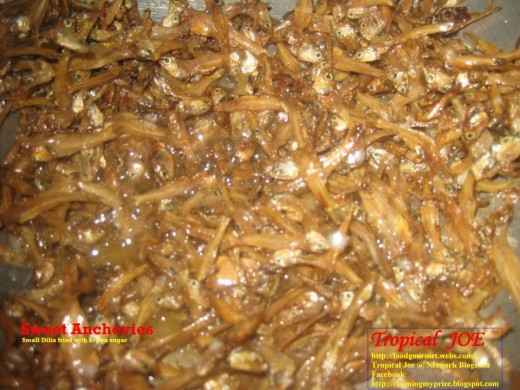 Sweet Anchovies - dried dilis, fried in little vegetable oil with brown sugar