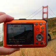 Panasonic TS4 camera with geotagging information for the Golden Gate bridge.