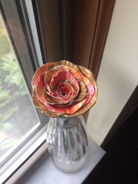 A lovely duct tape rose.